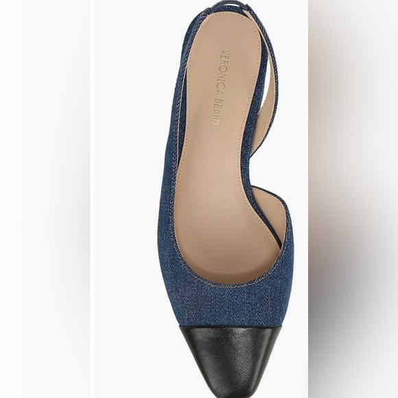 NEW VERONICA BEARD Cecile denim slingback pumps in Mountain Blue/ Black Size 8.5 - Picture 5 of 9